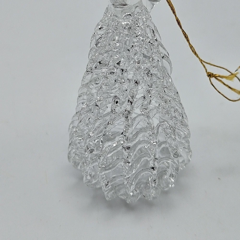 VINTAGE Clear Spun Glass Pear Fruit Shaped Christmas Tree Holiday Ornament